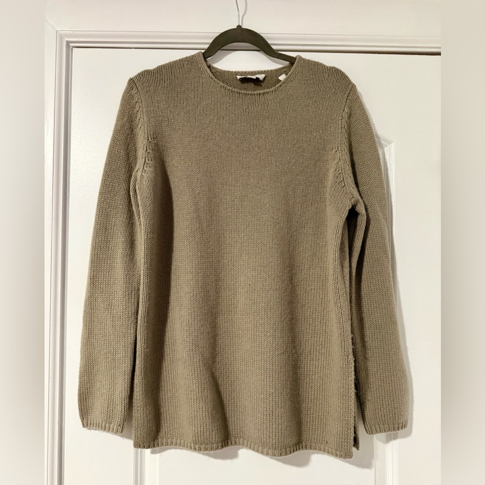 Vince Taupe Knit Pullover with Side Slits
